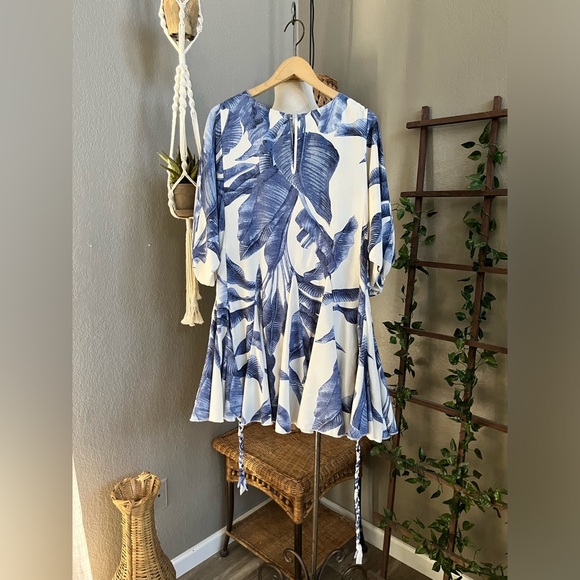 AAKA Blue Floral Flare Skatter Mini Dress - Picture 7 of 7